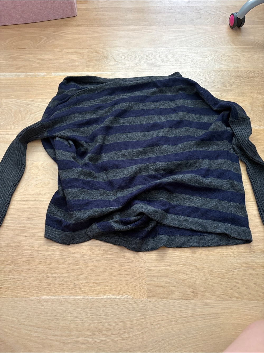 Nikibiki Navy and Charcoal Striped Off-the-Shoulder Sweater - Picture 4 of 6